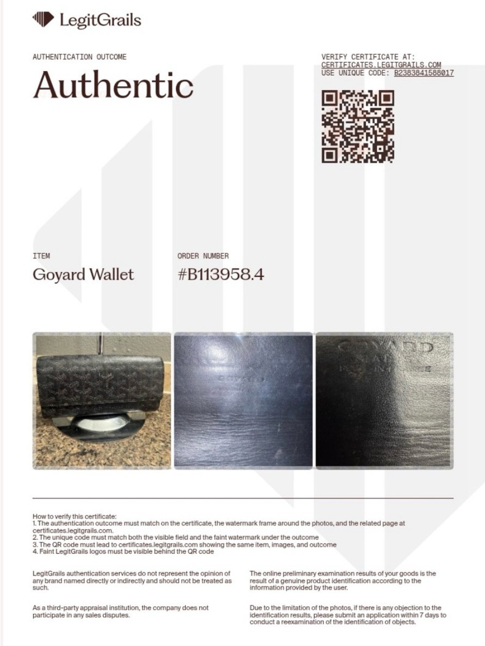 Goyard Richelieu Long Wallet All Black Goyardine with legit grails- COA - Picture 3 of 9